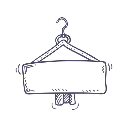 Hanging signboard, sketch for your design. Vector illustration.のイラスト素材