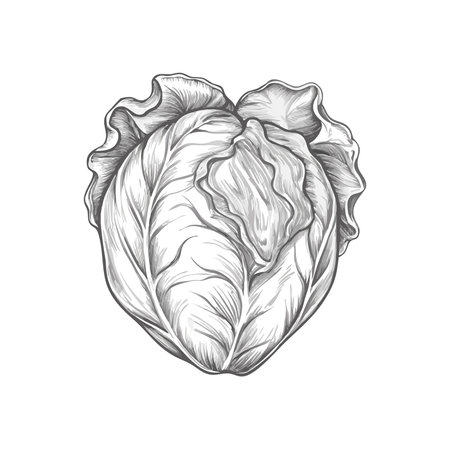 Cabbage hand drawn vector illustration isolated on white background. Engraved style.のイラスト素材