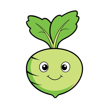 Cute kawaii turnip vegetable cartoon vector illustration graphic designのイラスト素材