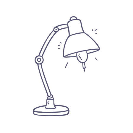 Desk lamp hand drawn doodle vector illustration isolated on white backgroundのイラスト素材