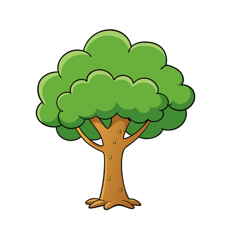 Tree icon in cartoon style isolated on white background. Nature symbol stock vector illustration.のイラスト素材