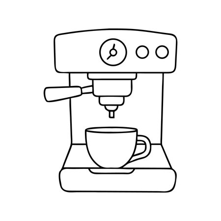 coffee machine with cup isolated icon vector illustration design black and whiteのイラスト素材