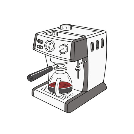 Coffee machine with a glass of coffee. Vector illustration.のイラスト素材