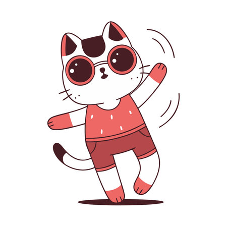 Cute cartoon cat in sunglasses. Vector illustration on white background.のイラスト素材