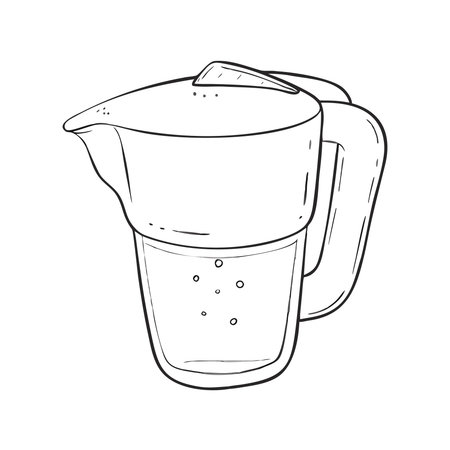Hand drawn water jug. Vector illustration in doodle style.のイラスト素材