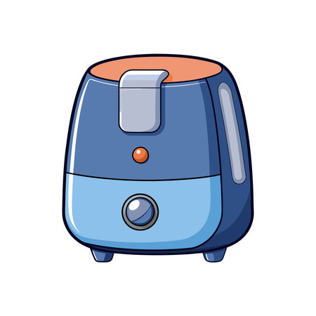 Vector illustration of a blue toaster isolated on a white background.のイラスト素材