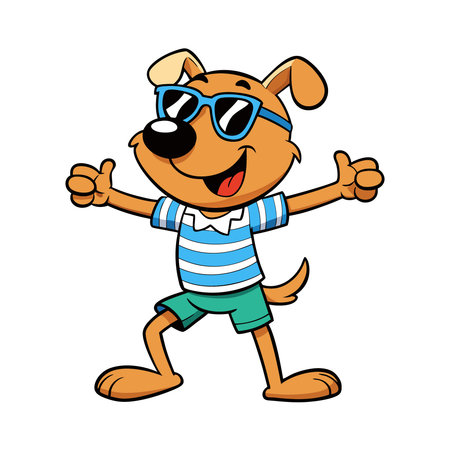 Cartoon dog with sunglasses. Vector illustration isolated on white background.のイラスト素材