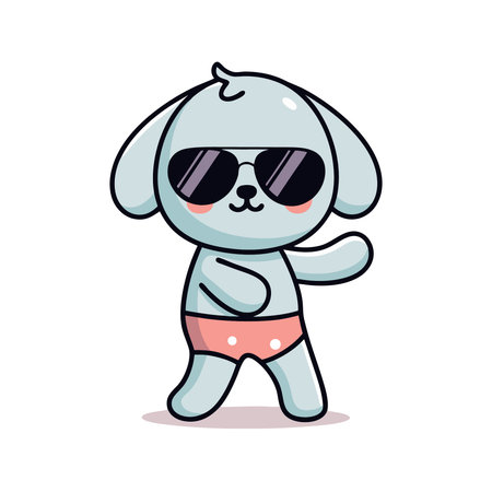 Cute Dog Wearing Sunglasses Cartoon Mascot Character Vectorのイラスト素材