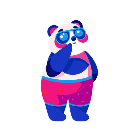 Cute cartoon panda in pajamas, vector illustration.のイラスト素材