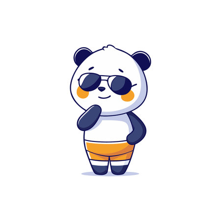 Cute panda with sunglasses. Vector illustration in cartoon style.のイラスト素材