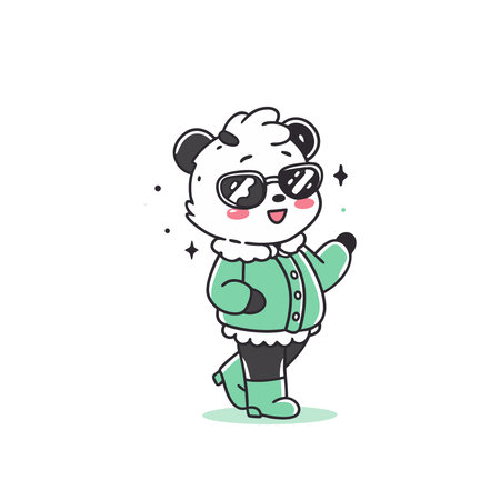 Cute cartoon panda in sunglasses and sweater. Vector illustration.のイラスト素材