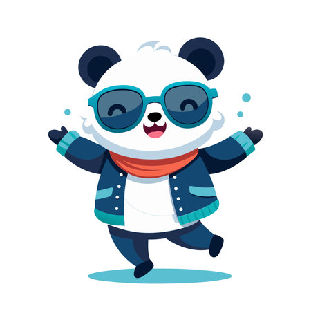 Cute panda in winter clothes. Vector illustration in cartoon styleのイラスト素材
