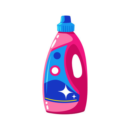 Bottle with detergent, cleaning products. Vector illustration in cartoon styleのイラスト素材