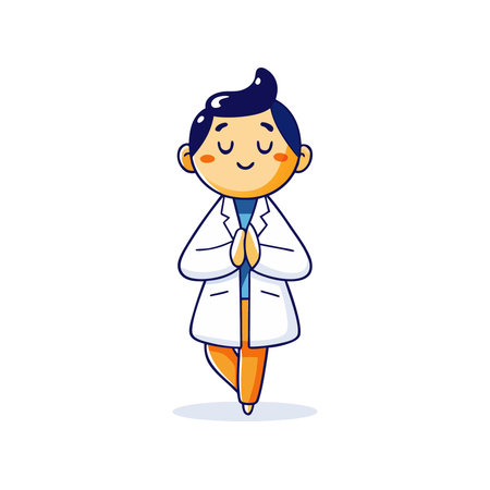 Cartoon doctor with stethoscope. Vector illustration on white background.のイラスト素材