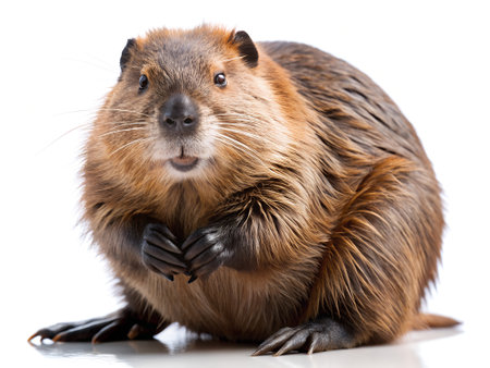 Coypu (Myocastor coypus) isolated on white backgroundの写真素材