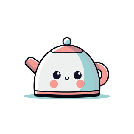kawaii cute teapot kawaii cartoon vector illustrationのイラスト素材
