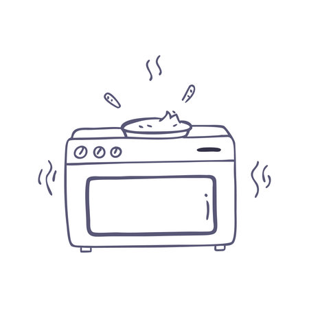 Illustration of a modern microwave. Vector illustration in doodle style.のイラスト素材