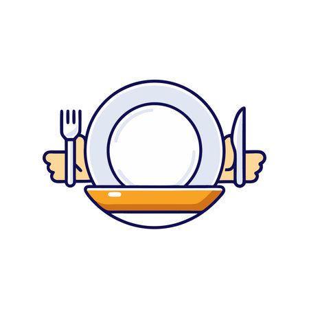 dish and cutlery icon over white background. colorful design. vector illustrationのイラスト素材
