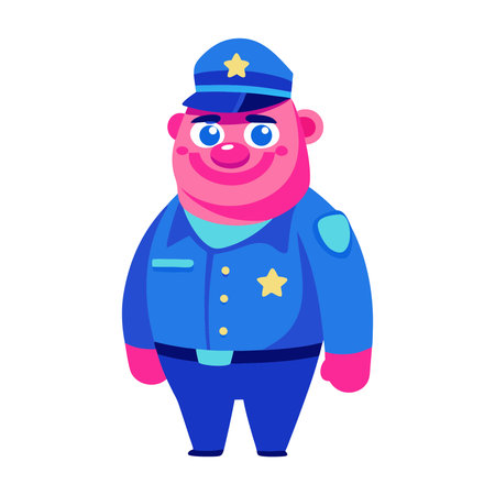 Cartoon policeman in uniform. Vector illustration in a flat style.のイラスト素材