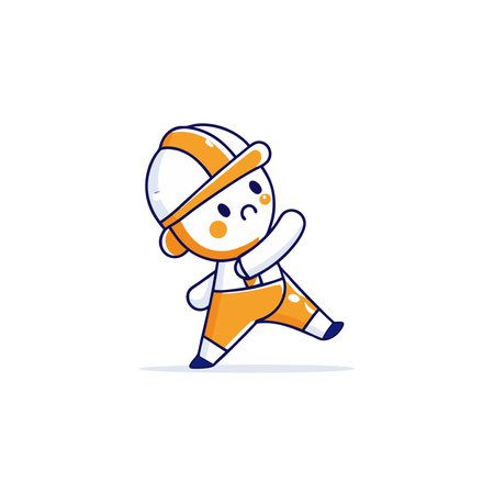Cute boy wearing safety helmet and overalls. Vector illustration.のイラスト素材