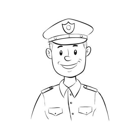 Vector illustration of a police officer in a cap. Cartoon character.のイラスト素材
