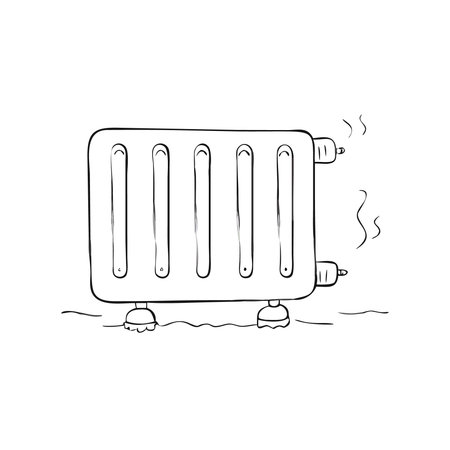 Hand drawn doodle of a heating radiator. Vector illustration.のイラスト素材