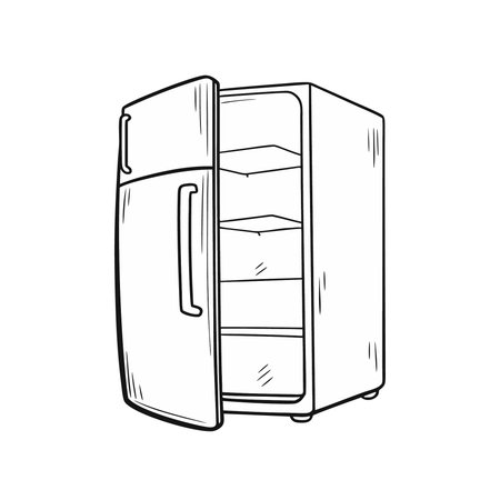 Illustration of a refrigerator. Vector illustration in doodle style.のイラスト素材