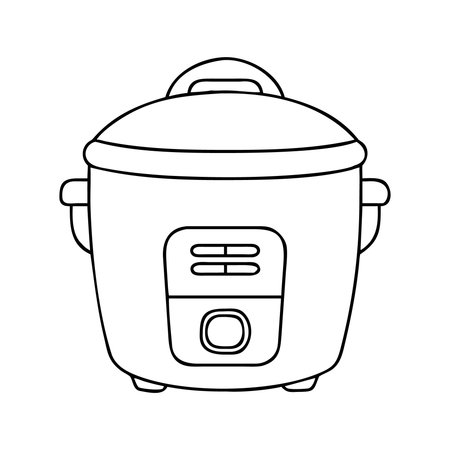 rice cooker icon over white background, flat design, vector illustration.のイラスト素材