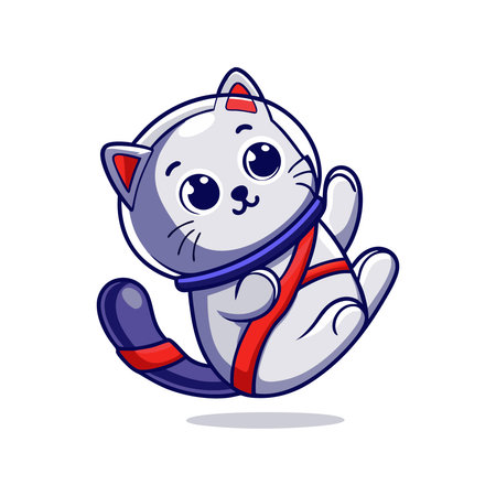 Cute cartoon cat. Vector illustration isolated on a white background.のイラスト素材