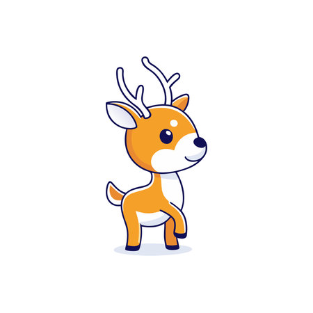Cute cartoon reindeer. Vector illustration on white background.のイラスト素材