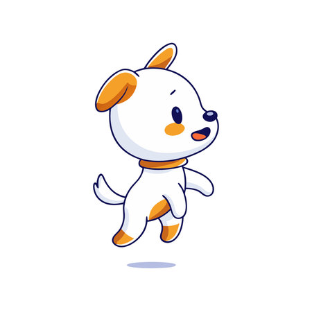 Cute cartoon dog jumping. Vector illustration in a flat style.のイラスト素材
