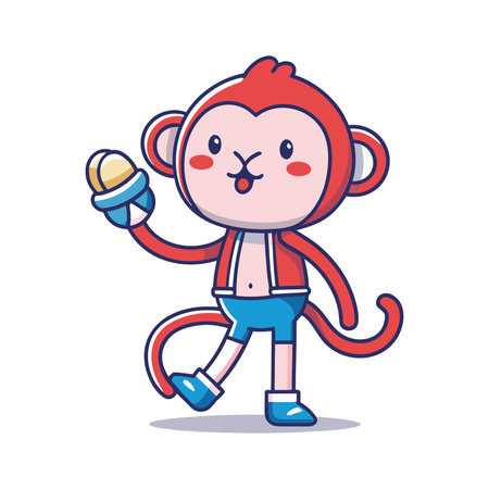 Cute monkey cartoon character. Vector illustration in a flat style.のイラスト素材