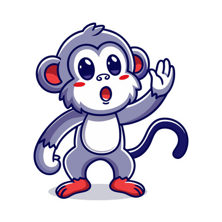 Monkey Cartoon Mascot Character. Vector Illustration. Isolated On White Backgroundのイラスト素材