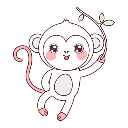 cute monkey animal cartoon vector illustration graphic design vector illustration graphic designのイラスト素材