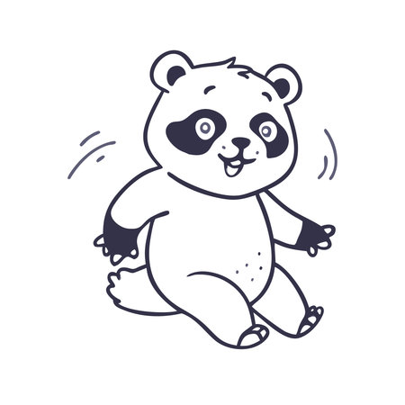 Cute panda character. Vector illustration isolated on white background.のイラスト素材