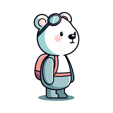 cute bear cartoon with backpack and glasses vector illustration eps 10のイラスト素材