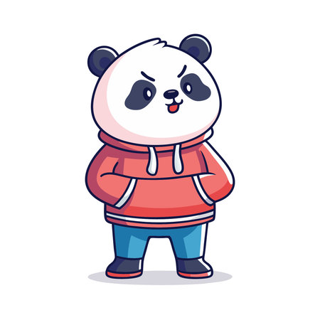 Cute panda in warm clothes. Vector illustration in cartoon style.のイラスト素材