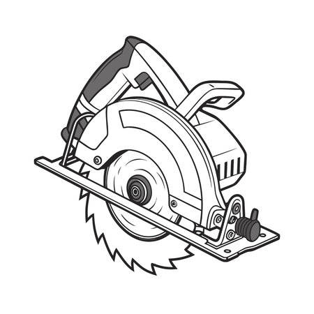 Circular saw. Hand drawn vector illustration isolated on white background.のイラスト素材