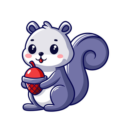 Squirrel with acorn. Cute cartoon character. Vector illustration.のイラスト素材