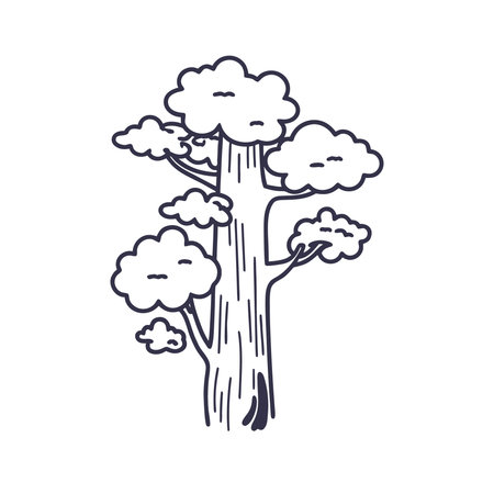 Tree line icon. Vector illustration of a tree. Hand drawn tree.のイラスト素材