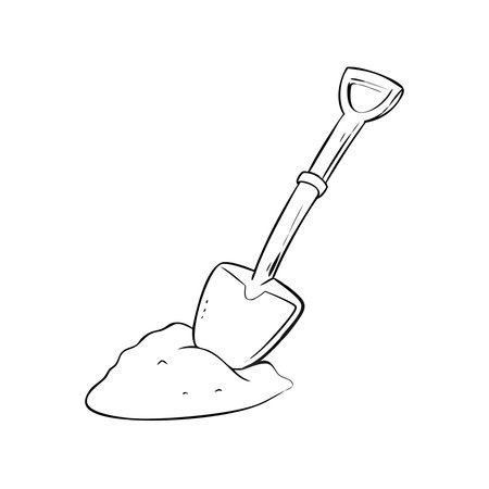Hand drawn shovel icon. Vector illustration of shovel.のイラスト素材
