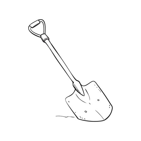Shovel icon. Hand drawn vector illustration of a shovel.のイラスト素材