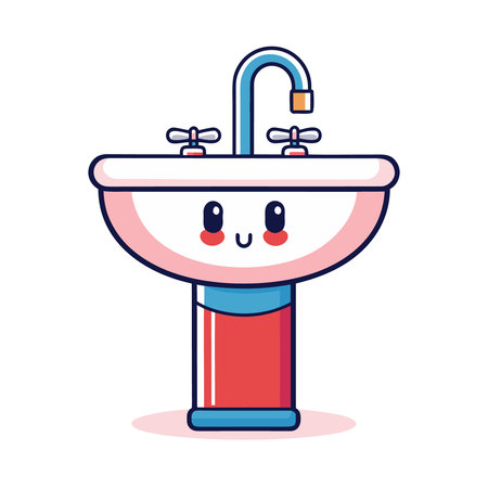 bathroom sink kawaii character vector illustration designiconのイラスト素材