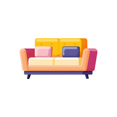 Sofa Comfortable Comfortable Furniture Vector Illustration on White Background.のイラスト素材