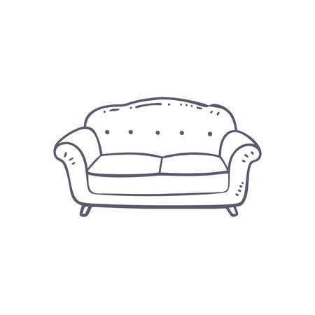 Sofa line icon on white background. Vector illustration in linear style.のイラスト素材