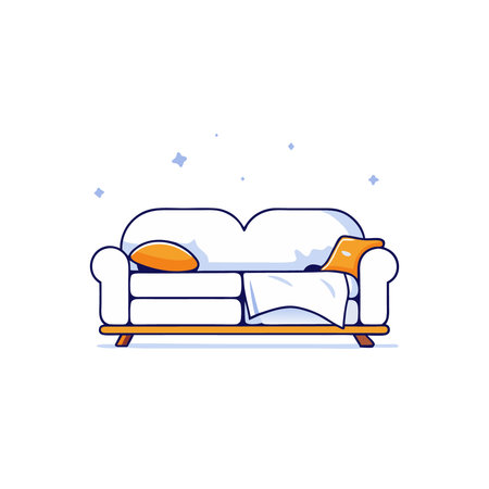 Sofa with pillows in flat style. Vector illustration.のイラスト素材