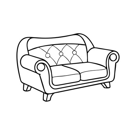 Sofa icon. Outline illustration of sofa vector icon for webのイラスト素材