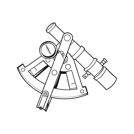 Telescope and spyglass icon in outline style on a white backgroundのイラスト素材