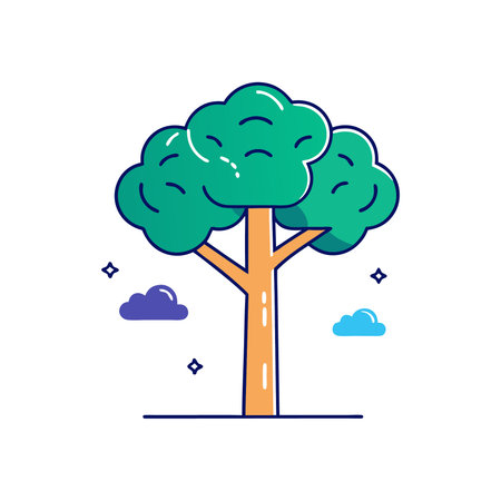 Tree icon in flat line style. Vector illustration isolated on white background.のイラスト素材