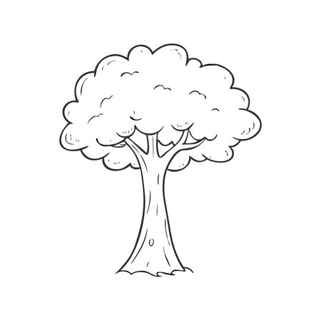 Tree sketch isolated on white background. Vector illustration of a cartoon tree.のイラスト素材